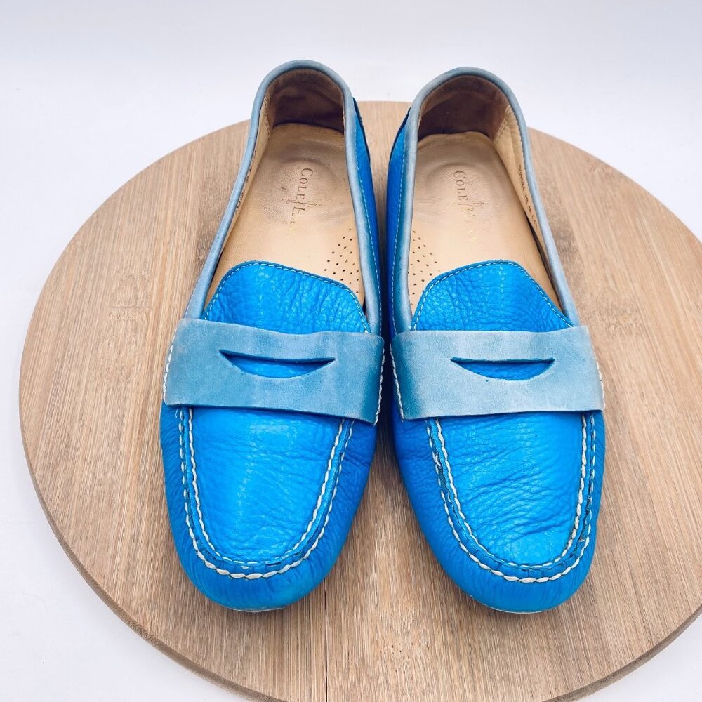 Cole Haan Sky Blue Leather Loafers - Picture 2 of 10